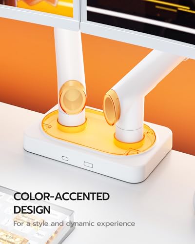 ARES WING 17-45 Inch Monitor Arm Ultrawide Dual Monitor Mount, White | Heavy Duty Mechanical Spring Monitor Stand Adjustable Arms Holds up to 44lbs, 75/100 VESA Mount with Clamp/Grommet Base - color: White, style: Non RGB