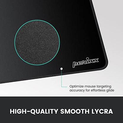 Perixx DX-1000XL Waterproof Gaming Mouse Pad with Stitched Edge - Non-Slip Rubber Base Design for Laptop or Desktop Computer - XL Size 15.75 x 12.6 x 0.12 Inches, black - size: 15.8L x 12.6W inches