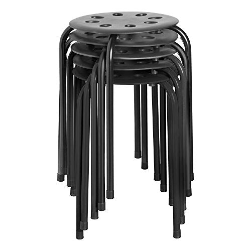 Norwood Commercial Furniture Stacking Stools for Kids and Adults, 17.75" Standard Height Portable Nesting Office and Classroom Stools, Black, Pack of 5 - color: Black
