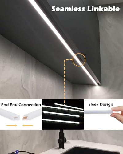Cefrank 6-Pack Linkable Under Cabinet Lighting, 12" LED Shelf Light Bars - color: White