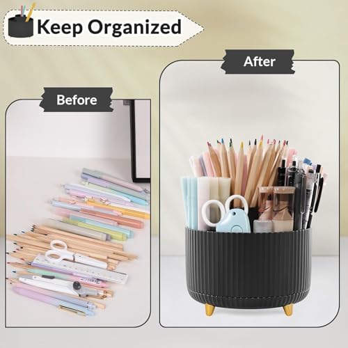 SKYDUE 360 Degree Rotating Desk Organizer, Pencil Pen Holder for Desk - color: Black_1Pack