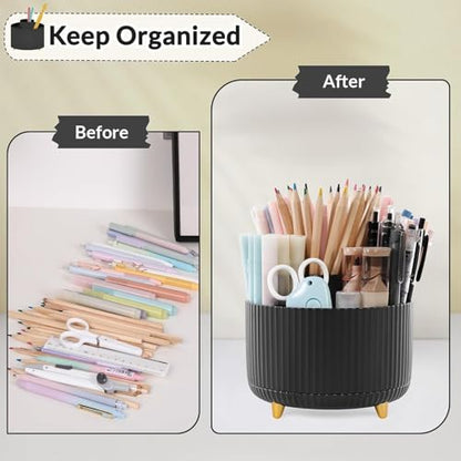 SKYDUE 360 Degree Rotating Desk Organizer, Pencil Pen Holder for Desk - color: Black_1Pack