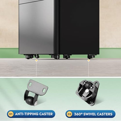 DEVAISE 3 Drawer Mobile File Cabinet, Fully Assembled Except Casters | Metal Filing Cainet with Lock for Home Office, Fits Letter/Legal/A4 Size, 11.8 x 17.7 x 23.2 Inches, Black - color: Black, size: 11.8"W x 17.7"D x 23.2"H