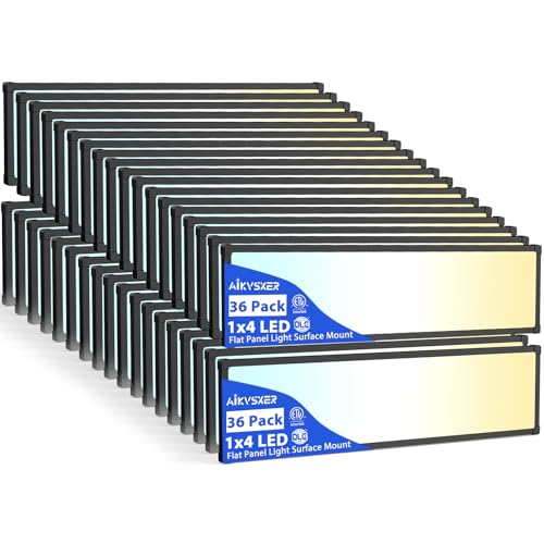 AIKVSXER 36Pack 1x4 LED Flat Panel Light, 6500LM Ultra-Bright, 30-50W Black - color: Black, size: 1x4ft-36P