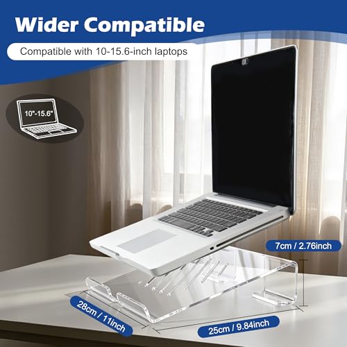 Slim Acrylic Laptop Stand, Portable Ventilated Desktop Riser for Desk, 11-15.6 Inch - color: Transparent