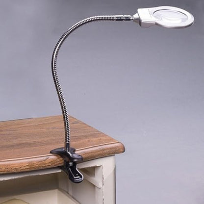 2X/6X Dual Lens Flexible Arm Magnifying with LED Light Clamp-On Desk Lamp for Watch Repair, Jewelry Making & Hobby Work