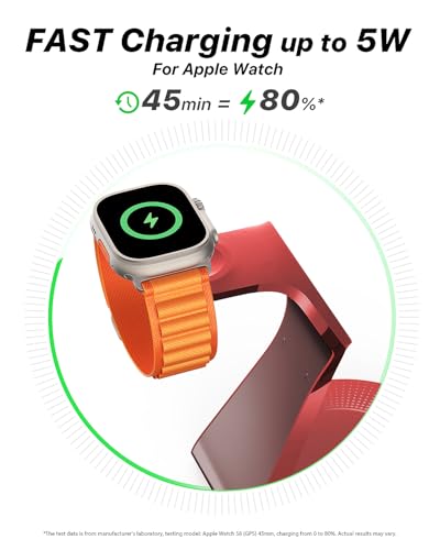 LONGCONN 3 in 1 Wireless Charging Station for Apple Devices with MagSafe - color: Red