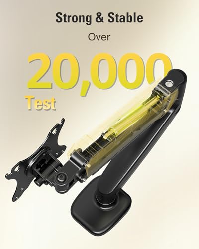 Single Monitor Mount, Gas Spring Monitor Arm for 17-32 Inch Computer Screens, Adjustable Monitors Stand for Desk, 75x75/100x100mm VESA Mount, with Clamp and Grommet Base, Holds 4.4-17.6lbs