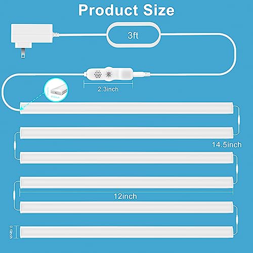 Maylit 6 PCS 12-inch Plug-in Under Cabinet Lights, Ultra-Thin - size: 6 Pack