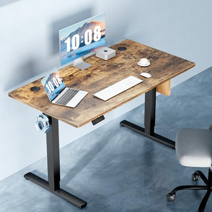 DUMOS 55 Inch Electric Standing Desk, Memory Adjustable Home Office Desk - color: Rustic, size: 55-Inch