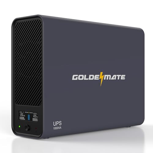 GOLDENMATE Lithium UPS 1000VA 600W + 600VA 360W UPS Battery Backup for Home & Office