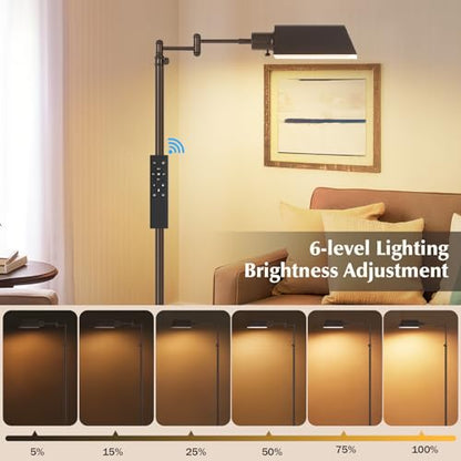 GyroVu Traditional Height Adjustable Pharmacy Floor Lamp with 350° Swing Arm, Color Temperature Adjustable Standing Lamp Metal Shade for Living Room Reading House Bedroom Home Office(Bronze) - color: Bronze