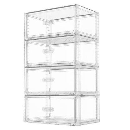 Vtopmart 4 Pack Large Clear Stackable Storage Drawers 23QT | Easily Assemble Plastic Closet Storage Bins, Dust-Proof UnderBed Organizer for Clothing, Sweater Organization - style: 4pk Large
