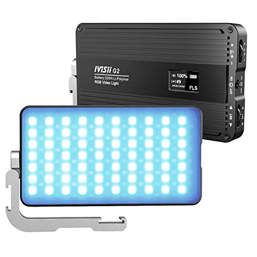 G2 RGB Portable On Camera Light, Built-in 4300mAh Lithium Battery Video Conference Lighting, 2600-10000K 12W Full Color LED Light Panel for Photography, Studio, Wedding Shooting