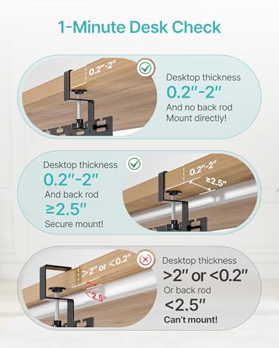 PEGZONE Under Desk Cable Management Tray, 30.2" No-Drill C-Clamp Pegboard - color: Black