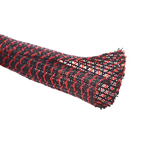 Alex Tech 25ft - 1 inch Cord Protector Wire Loom Tubing Cable Sleeve Split Sleeving For USB Cable Power Cord Audio Video Cable – Protect Cat From Chewing Cords - Blackred - color: Blackred, size: 1"-25ft