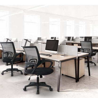 NEO CHAIR Office Computer Chair Ergonomic Mid-Back Mesh Desk Chair, Black | Breathable Mesh Back with Lumbar Support, Height Adjustment, Smooth Rolling Casters for Home Office, Study or Gaming Setup - color: All Black