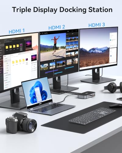 Selore 3 HDMI Docking Station Triple Monitor Docking Station 3 Monitors