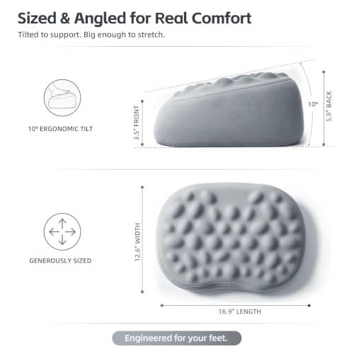 Foot Rest Under Desk, Memory Foam Ergonomic Footrest, Grey | Massage Pebble Surface, Office Foot Stool for Under Desk at Work, Gaming Foot Rest, Washable Cover, Non-Slip Base - color: Pebble Gray