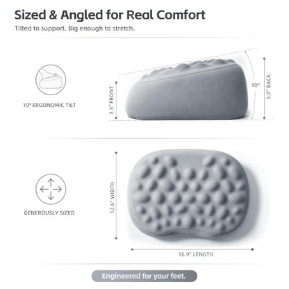 Foot Rest Under Desk, Memory Foam Ergonomic Footrest, Grey | Massage Pebble Surface, Office Foot Stool for Under Desk at Work, Gaming Foot Rest, Washable Cover, Non-Slip Base - color: Pebble Gray