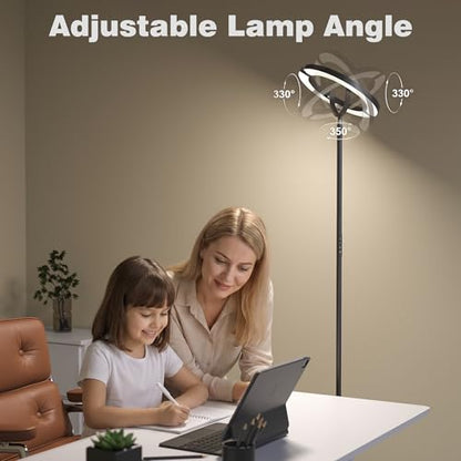 SIBRILLE 30W LED Floor Lamp for Living Room, 350° Rotating Reading Standing Lamp with Remote Control, Stepless Dimmable 3000K-6500K Modern Tall Lamp for Bedroom Office - color: Black