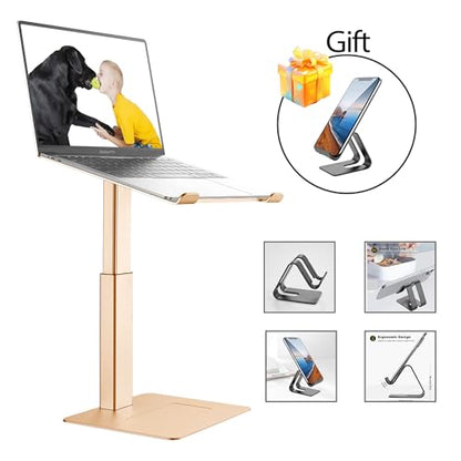 Laptop Stand for Desk, Ergonomic Sitting and Standing Laptop Riser for Notebook MacBook 11-17 Inches，DJ Laptop Stand Adjustable Height from 7-15 Inches Aluminum(Gold) - color: Gold