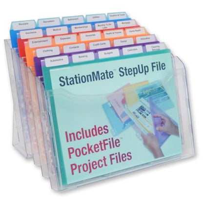 Ultimate Office Step UP File Desktop Organizer Plus 25 Color Poly Folders - style: Desk File + 5th-Cut