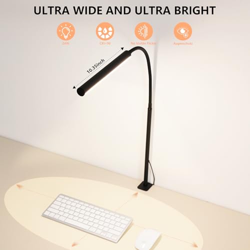 LED Desk Lamp for Office Home, Adjustable Flexible Eye-Caring Desk Light with,5 Modes 10 Brightness Adjustment, USB Adapter Desk Lamp with Clamp-MINI-B - style: Mini