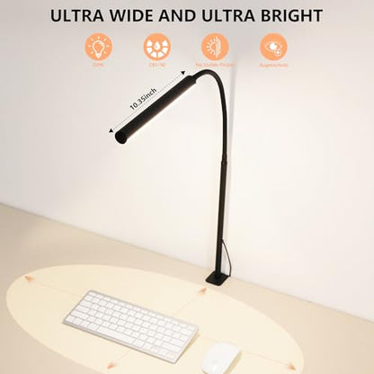 LED Desk Lamp for Office Home, Adjustable Flexible Eye-Caring Desk Light with,5 Modes 10 Brightness Adjustment, USB Adapter Desk Lamp with Clamp-MINI-B - style: Mini