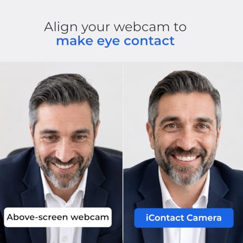 iContact Camera ProMini 4K Eye Contact Webcam for Laptops Under 20in | Ultra Compact, Eye Level Cam, Zoom Certified, Noise-Cancelling Mics, Privacy Power Cut, Free Desktop App