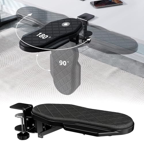 CABTE Ergonomics Desk Extender Tray, Table Mount Arm Wrist Rest Shelf, 90° Foldable Elbow Arm Support,Foldable, 180° Swivel, Computer Desk Extender Tray for Home and Office (Folding and Rotating) | 90° Foldable Elbow Arm Support,Foldable, 180° Swivel, Com