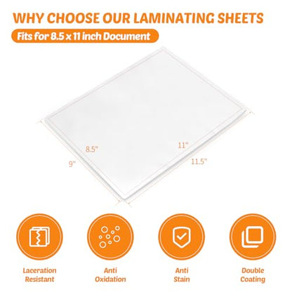 Lamtetur Thermal Laminating Pouches 9"x11.5" Inches 5mil 100Pcs Letter Size | Hold 8.5 x 11,Hot Laminate Films,Clear Laminator Papers,Lamination Sheets for certificates, signs,artwork, bank card, ID card - style: 5MIL-100sheets