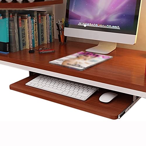 Desk Extender for Keyboard and Mouse, Wooden Keyboard Tray Height Adjustable Sliding Keyboard Drawer Storge Shelf, for Install Under The Desk (Color : Teak, Size : 70 x 27cm) - color: Teak, size: 70 x 27cm