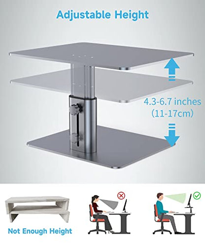 BoYata Monitor Stand, Adjustable Height Metal Desktop Riser, Space Gray - color: Space Grey