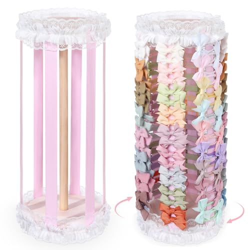 POVETIRE Bow Holder for Girls Hair Bows Hair Bow Organizer Pink Wood - color: Pink C