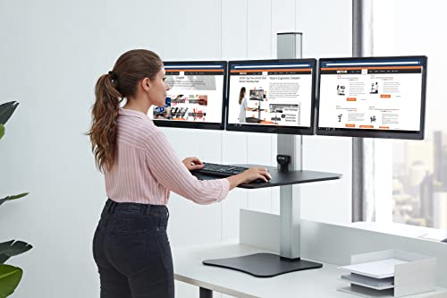 Victor High Rise Electric Sit-Stand Standing Desk Converter, Black - size: Triple Monitor