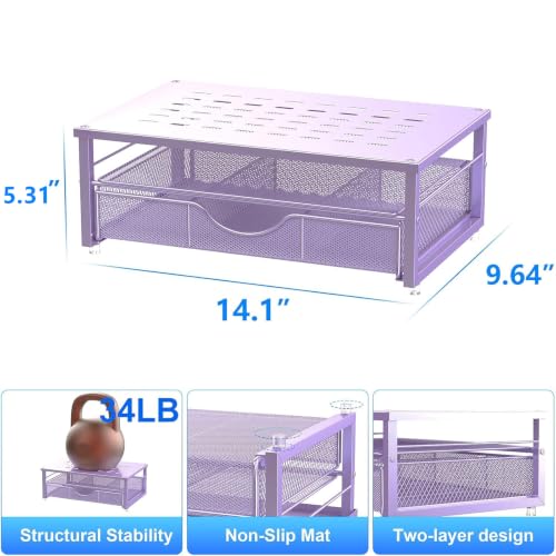 gianotter Computer Monitor Stand Riser with Drawer - color: Purple