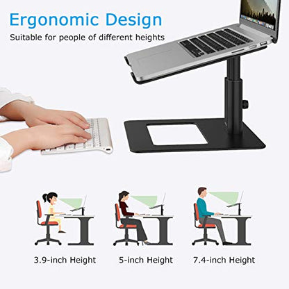 BoYata Laptop Stand, Height Adjustable Laptop Riser for 11-17" Laptops | Ergonomic Laptop Stand for Desk, Ventilated with U-Shaped Open Design, Sturdy Notebook Stand for 10-17'' Laptops, Black - color: Black