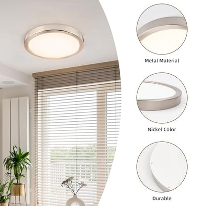 Hlite 9 Inch LED Flush Mount Ceiling Light,1800LM,4PacK,3CCT | 18W 3000K/4000K/5000K Selectable,Super Slim,Low Profile Round Ceiling Light Fixtures for Kitchen Bedroom Hallway,Nickel - color: Brush Nickel, size: 9 inch-4