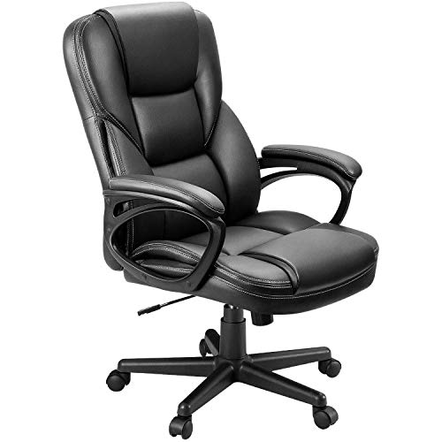 Furmax Office Executive Chair High Back Adjustable Managerial Home Desk Chair, Swivel Computer PU Leather Chair with Lumbar Support (1, Black) - color: Black