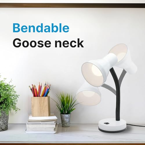 Xtricity LED Desk Light, 360° Adjustable Gooseneck, (White Finish) - color: Round Base (White), size: 1 Pack