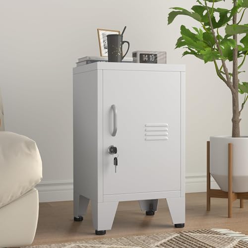 PAOFIN 24.4" H Metal Locker Storage Cabinet with 1 Doors, Pantry with Shelves, Storage Cabinet with Adjustable Leveling Foot for Kitchen, Employees, Office, Kids Locker - color: White, size: 1 door with Leveling Foot-24.4"