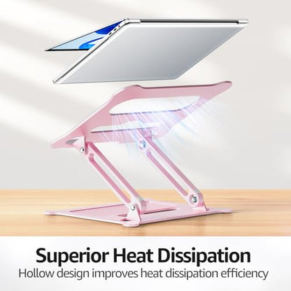 Urmust Adjustable Laptop Stand for Desk, 10-15.6“ Laptop Riser, Pink - color: C-Pink