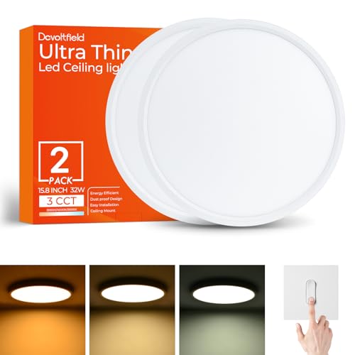15.8 Inch White LED Flush Mount Ceiling Light Fixture (2 Pcs) - color: White, size: 15.8inch-2Pack