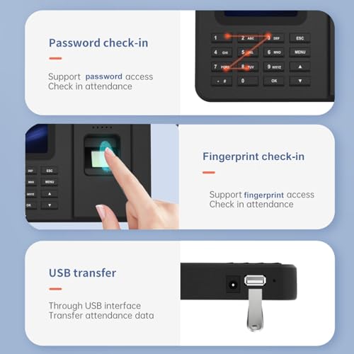 Time Clocks for Employees Small Business, Fingerprint+PIN Times Clock, Clock in Clock Out Machine, No Monthly Fee