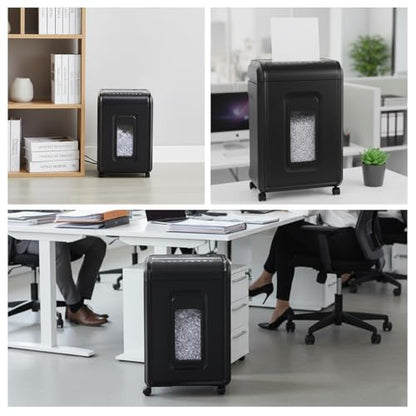 18‑Sheet Micro‑Cut Paper Shredder for Home Office – P‑4 Security, 30‑Min Continuous Run, 7‑Gallon Bin, Portable on 360° Casters, Anti‑Jam, Quiet Micro‑Cut Document Shredder