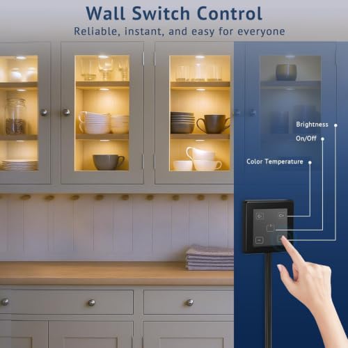 V4light Wired LED Puck Lights, Under Cabinet Lighting Touch Dimmer, 4 Pack - color: Brown, size: 4 Pack