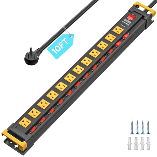 12 Outlet Long Heavy Duty Metal Surge Protector Power Strip - size: 12 Outlet, style: 10FT