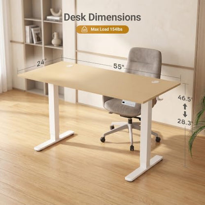 Claiks Electric Standing Desk, 55x24 Inch, Nature - color: Nature, size: 55 Inch