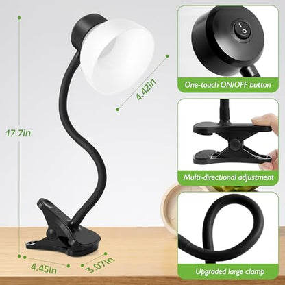 Desk Lamps for Home Office,Small LED Reading Lamp,5000K Eye-Care Desk Light | Clip On Desks Lamps for College Dorm, Kids Desk, Bed Headboard, Flexible Gooseneck, Compact Small Table Lamp - color: Matte Black